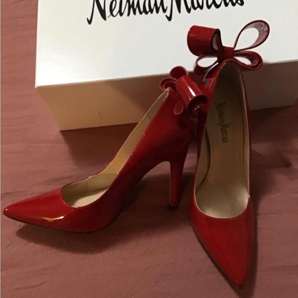 Verty Red Stiletto Heels with Bow